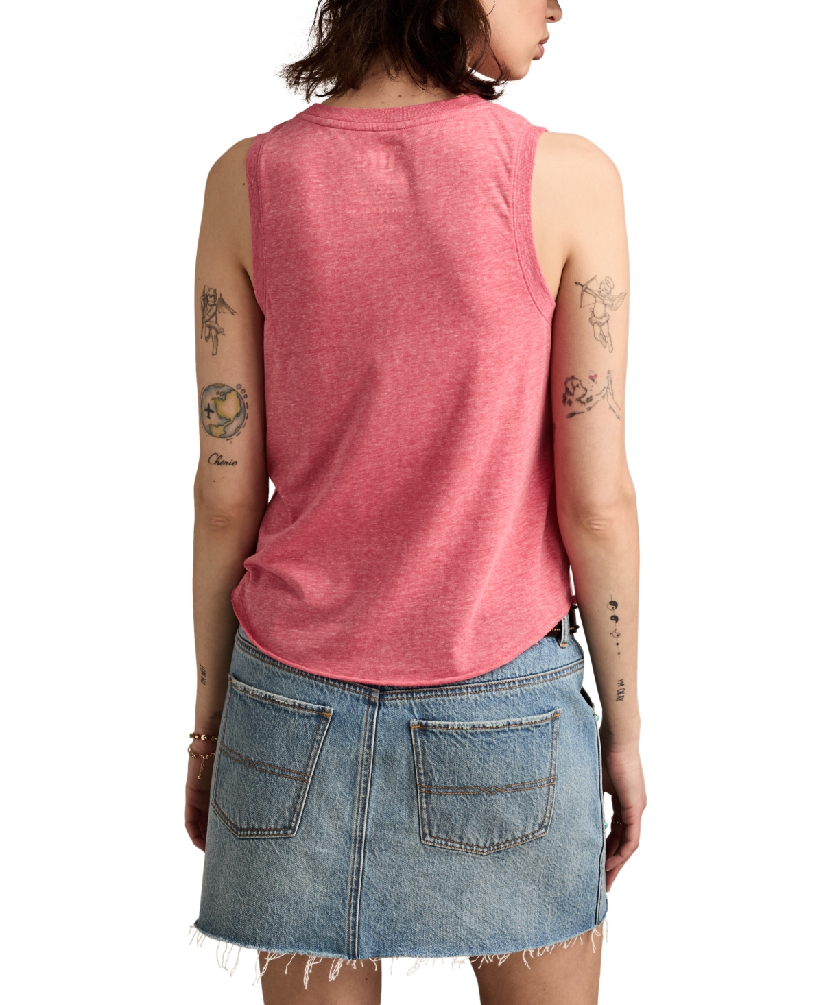 LUCKY BRAND WOMEN'S MILLER LITE FLOATY SLEEVELESS T-SHIRT 