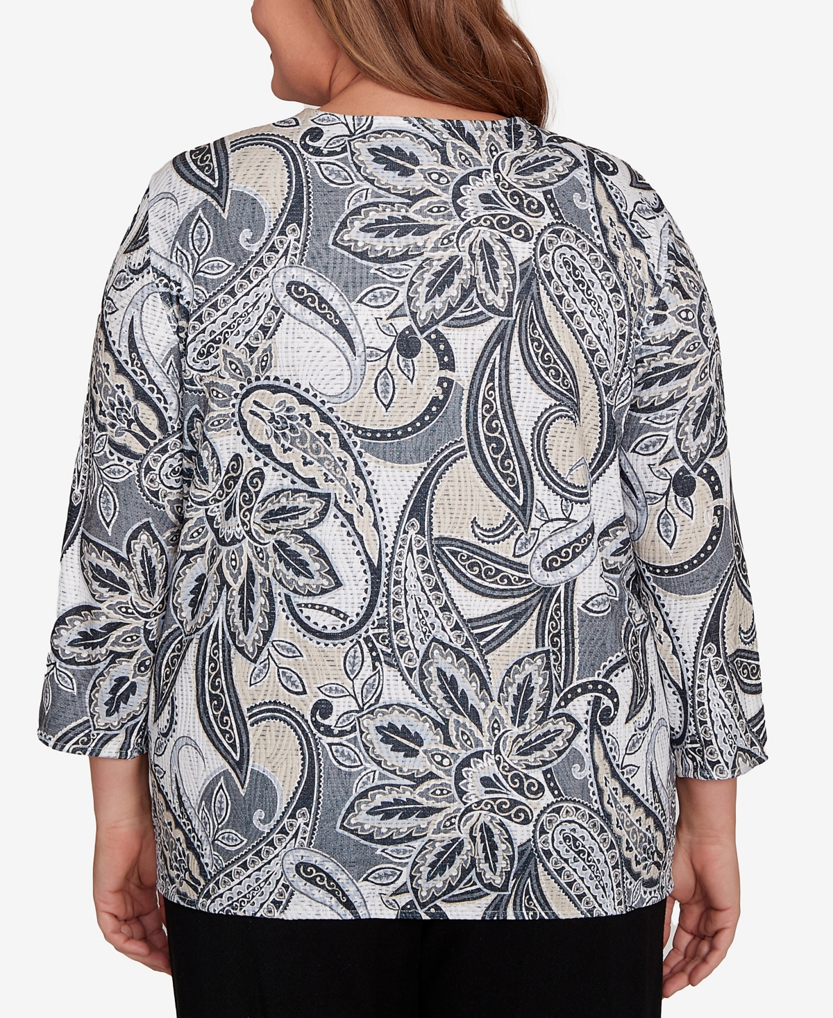 Alfred Dunner Plus Size Reversible Paisley Top