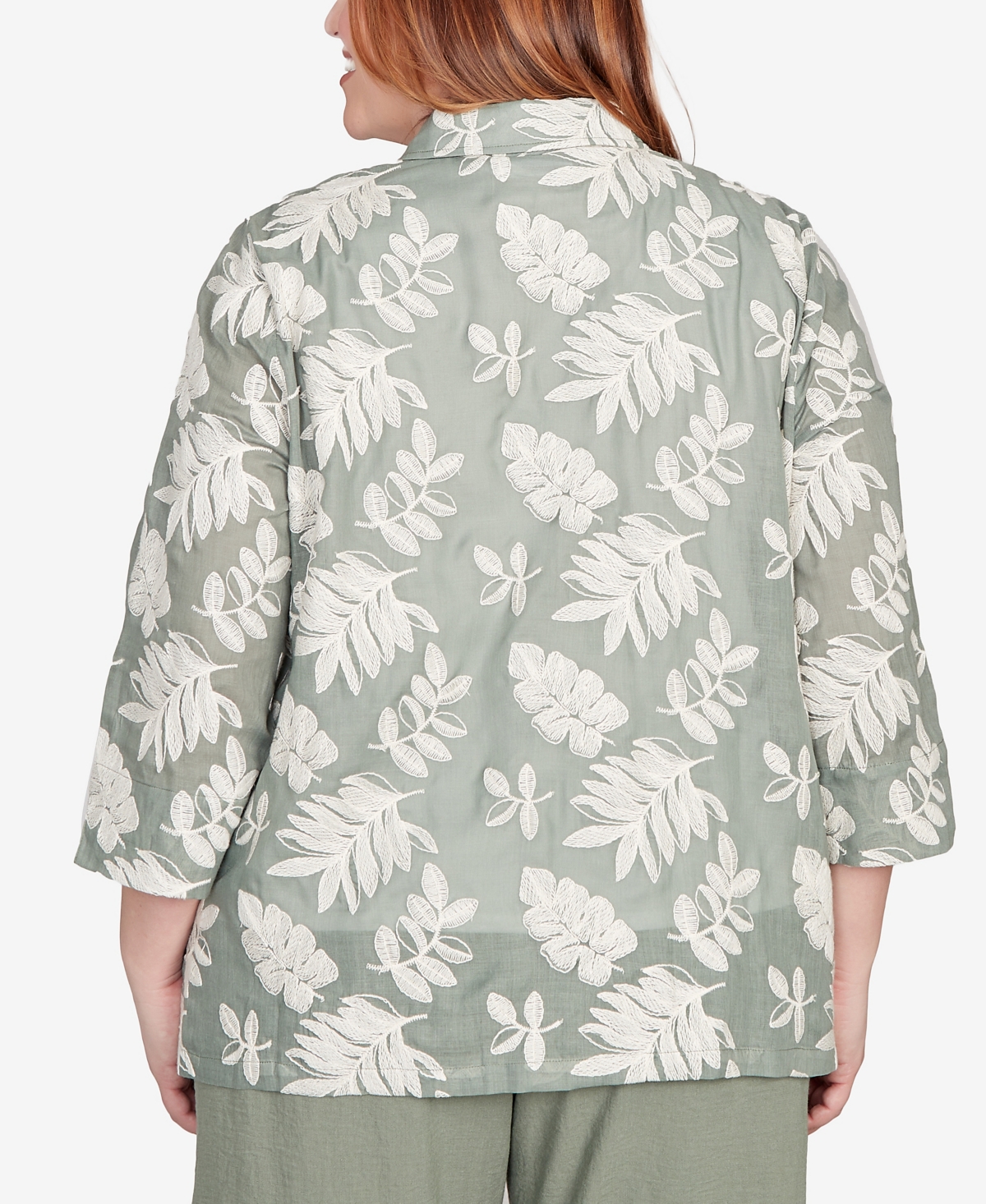 Alfred Dunner Plus Size Soutache Leaf Top With Necklace