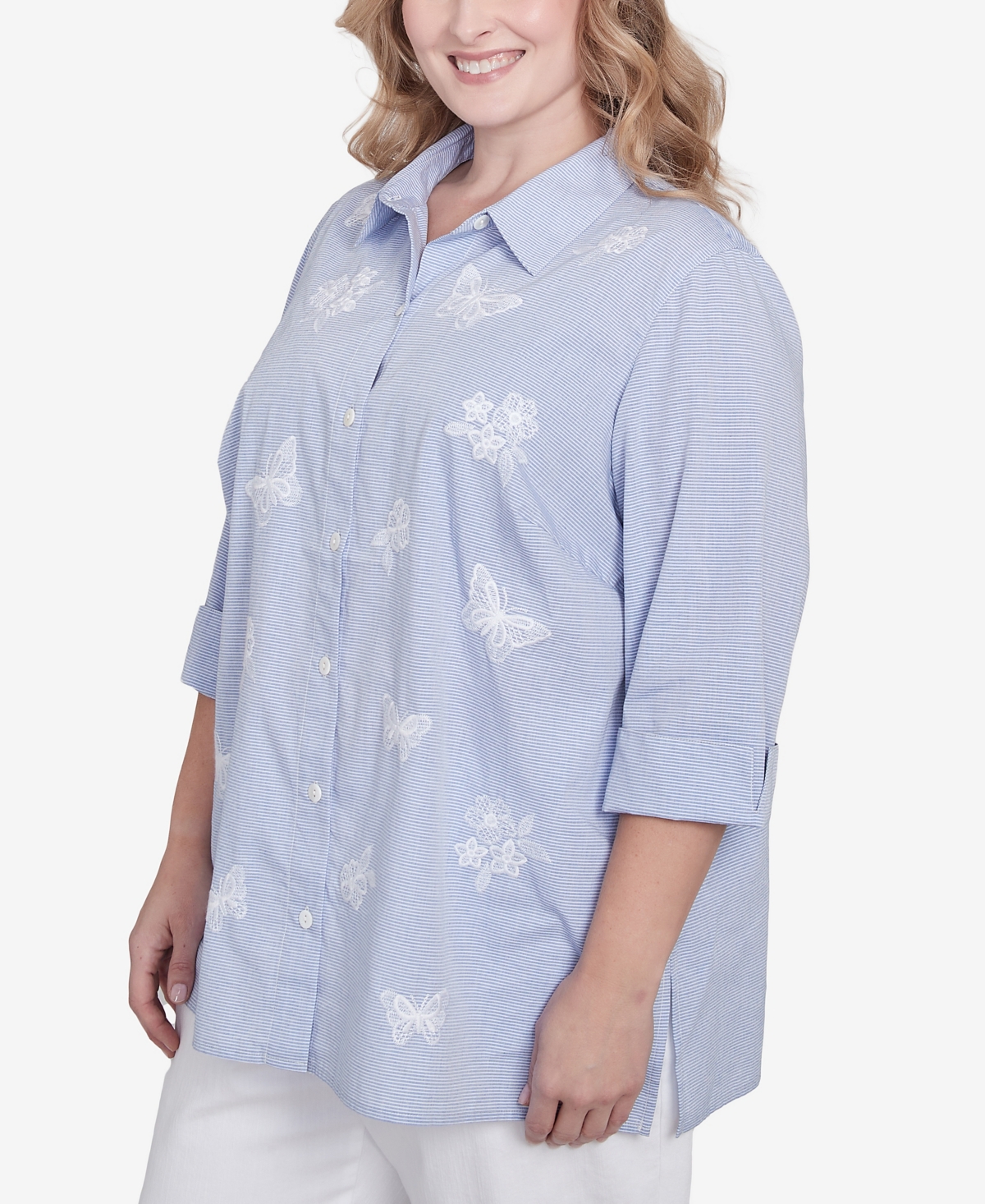 Alfred Dunner Plus Size Striped Butterfly Top