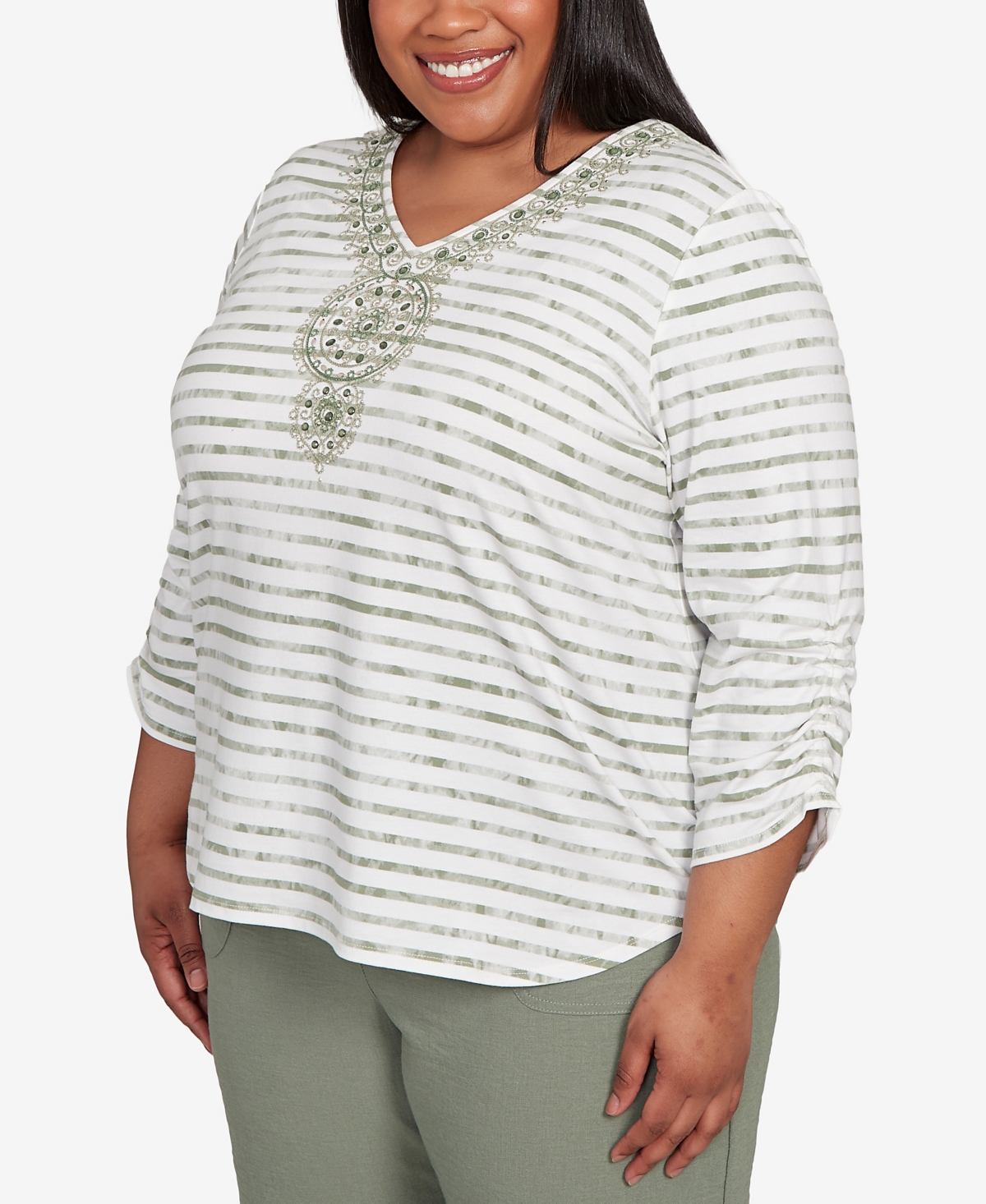 Alfred Dunner Plus Size Textured Medallion Top