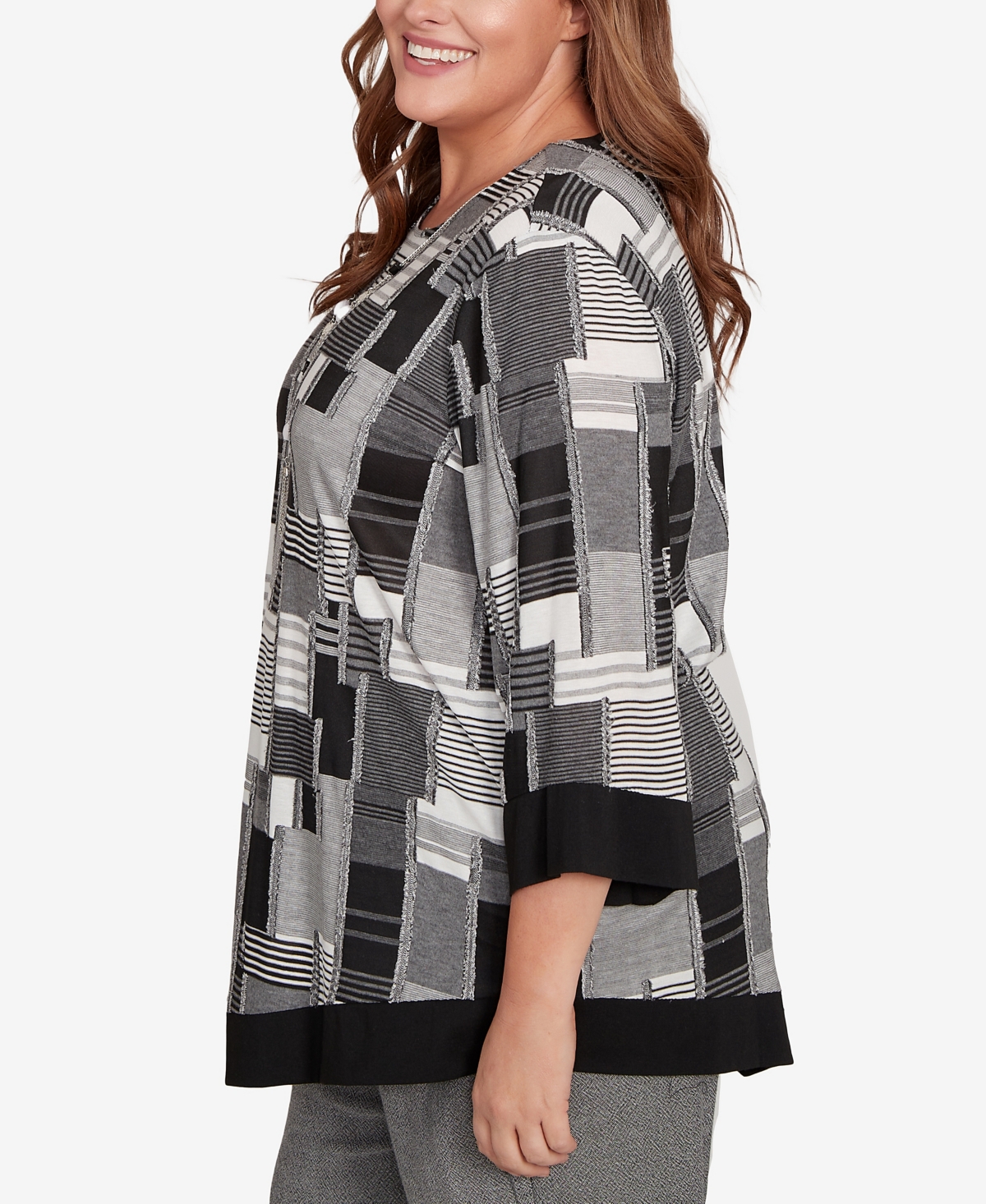 Alfred Dunner Plus Size Solid Patchwork Top
