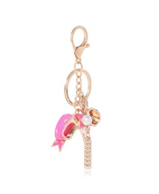 Bow Charm Keychain – Stylish Gold & Pink Bling Accessory