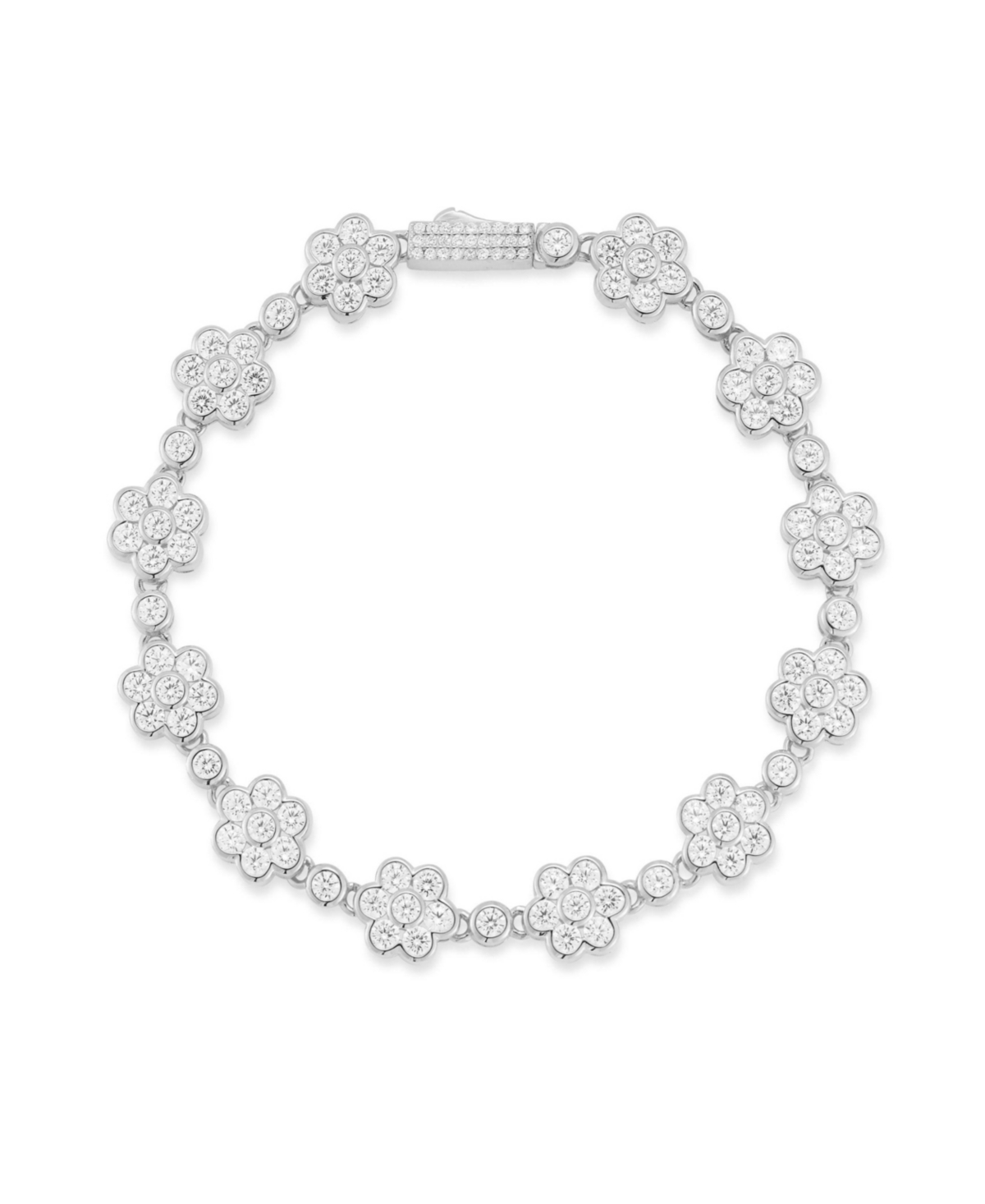 14K Gold Plated Sterling Silver Flower Tennis Bracelet - Gold