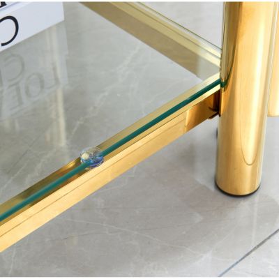 20" Square End Table with Glass & Stainless Steel