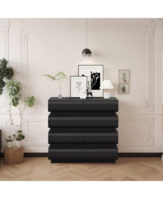8 Drawer Dresser for Bedroom, Black Dresser No Handle, Modern 8 Chest of Drawers with Wide Storage