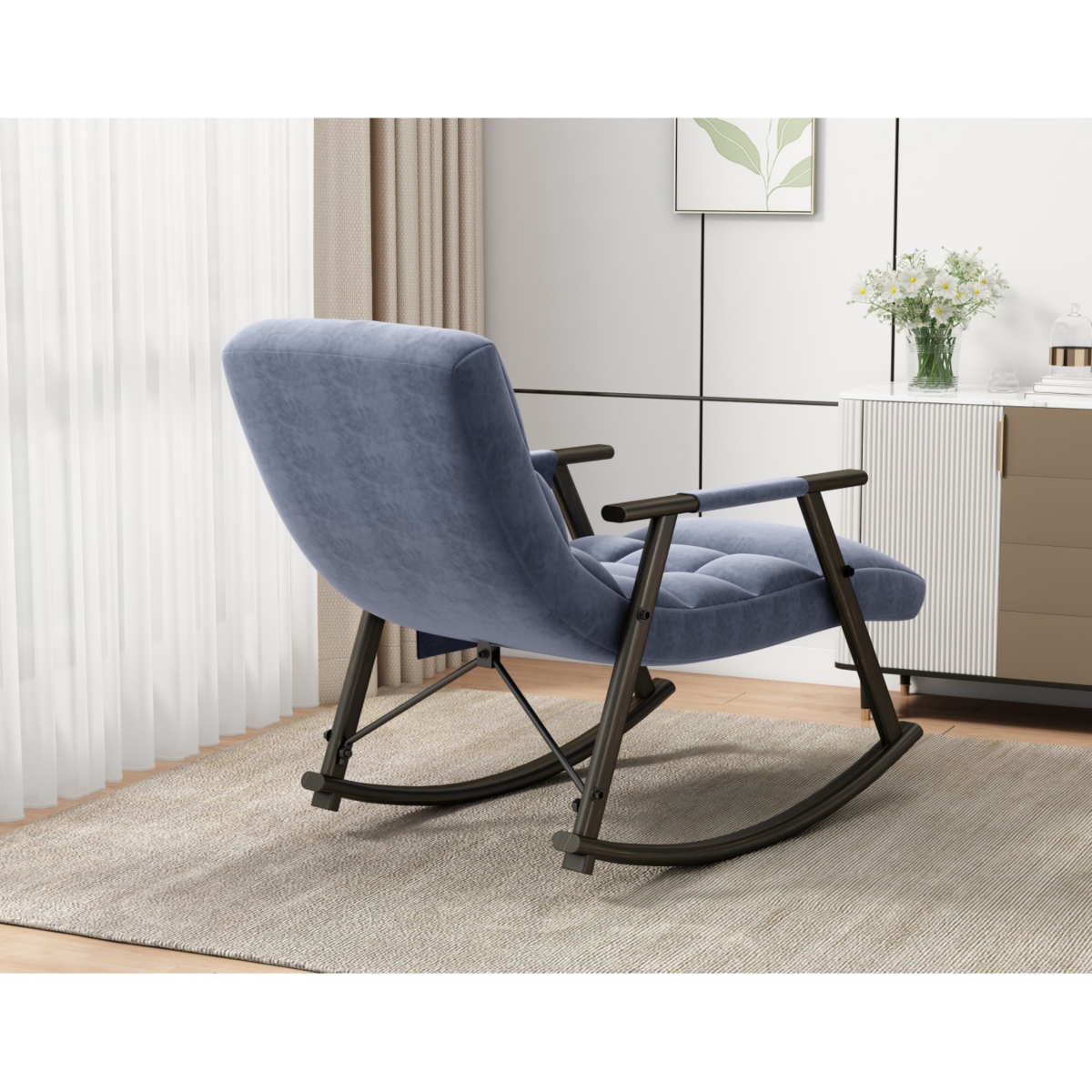 Streamdale Furniture Space-Saving, Adjustable Rocking Chair with Sturdy Iron Frame & Comfortable Cushions