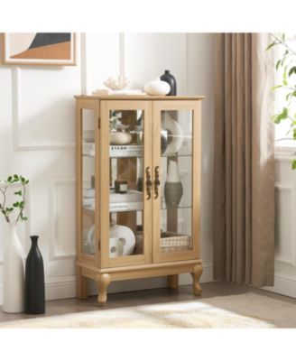 Streamdale Elegant Curio Cabinet with Mirrored Back and Adjustable Shelves