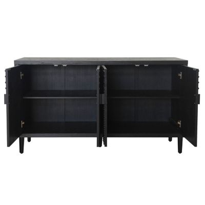 Modern Black Accent Cabinet 4-Door Wooden Storage Cabinet