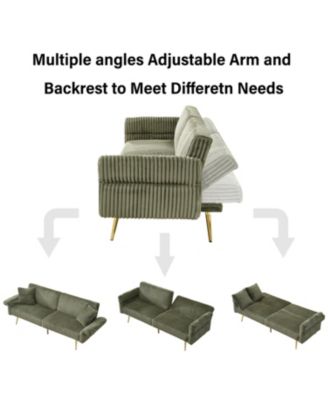 Streamdale 79 inch corduroy sofa bed, foldable double sofa bed with folding armrests, suitable for living rooms and small spaces