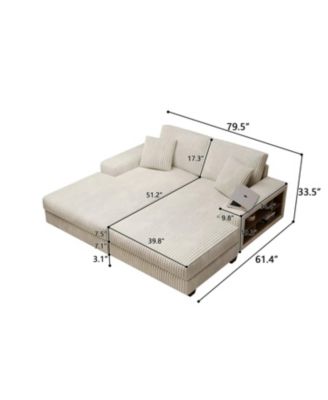 Corduroy Oversized Convertible Lounge Sleeper Sofa