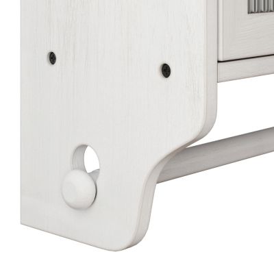 Glass Door Cabinet with 3-Tier Storage & Towel Rack