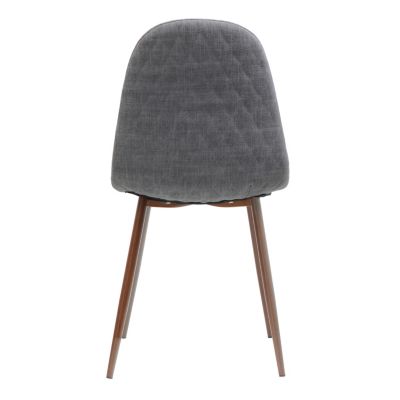 Two Light Grey Fabric Dining Chairs with Iron Legs