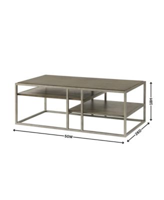 Metal Frame Wood Living Room Coffee Table with Shelf