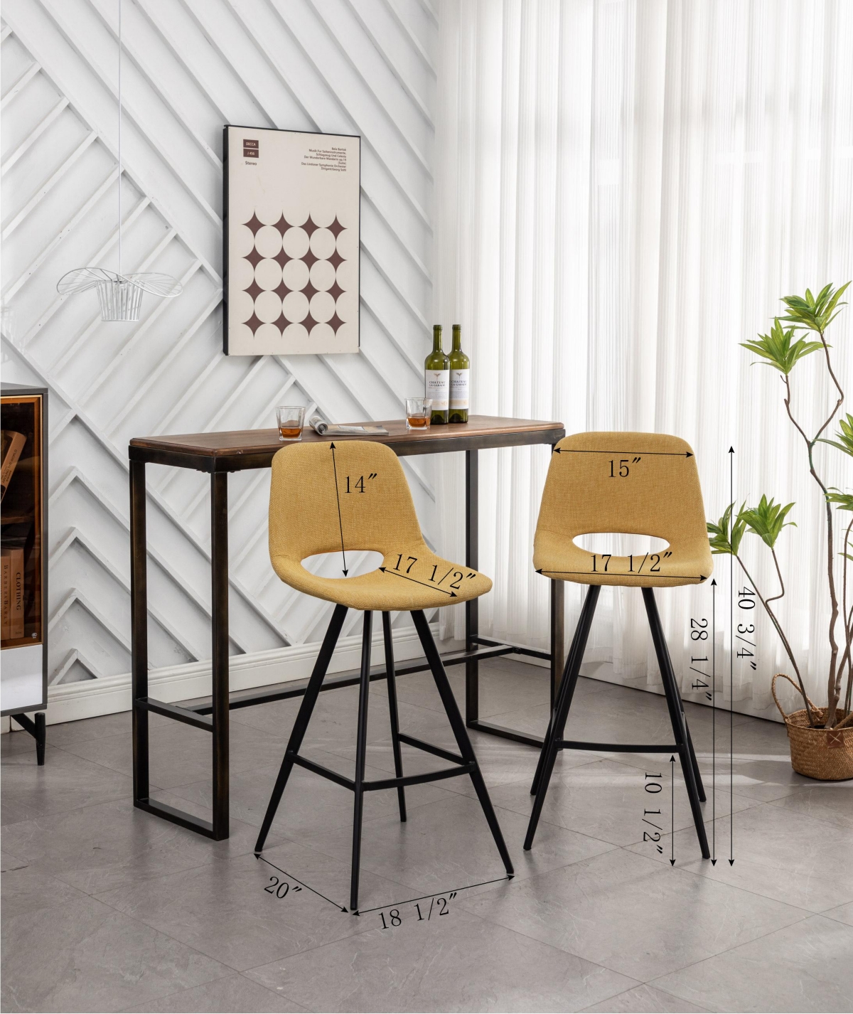 Streamdale Furniture Fabric Kitchen 28.25" Counter Height Stools, Set of 2, Orange