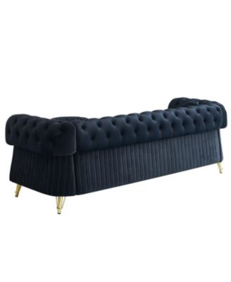 Streamdale 89" Chesterfield Tufted Velvet Sofa - Black