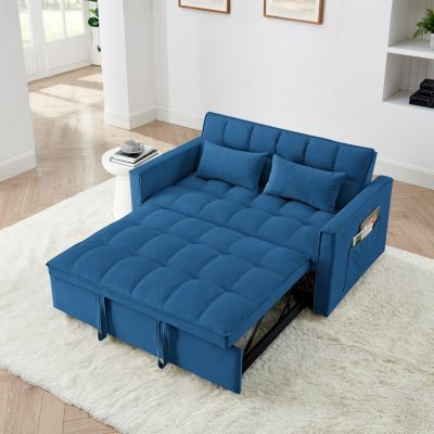 54.33 inch versatile foldable sofa bed in 3 lengths, modern sofa velvet pull-out bed.
