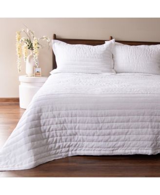 French Linen Channel Stitch Quilt & Sham Set - Full/Queen