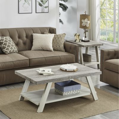 3-Piece Wood Coffee Table Set in Weathered
