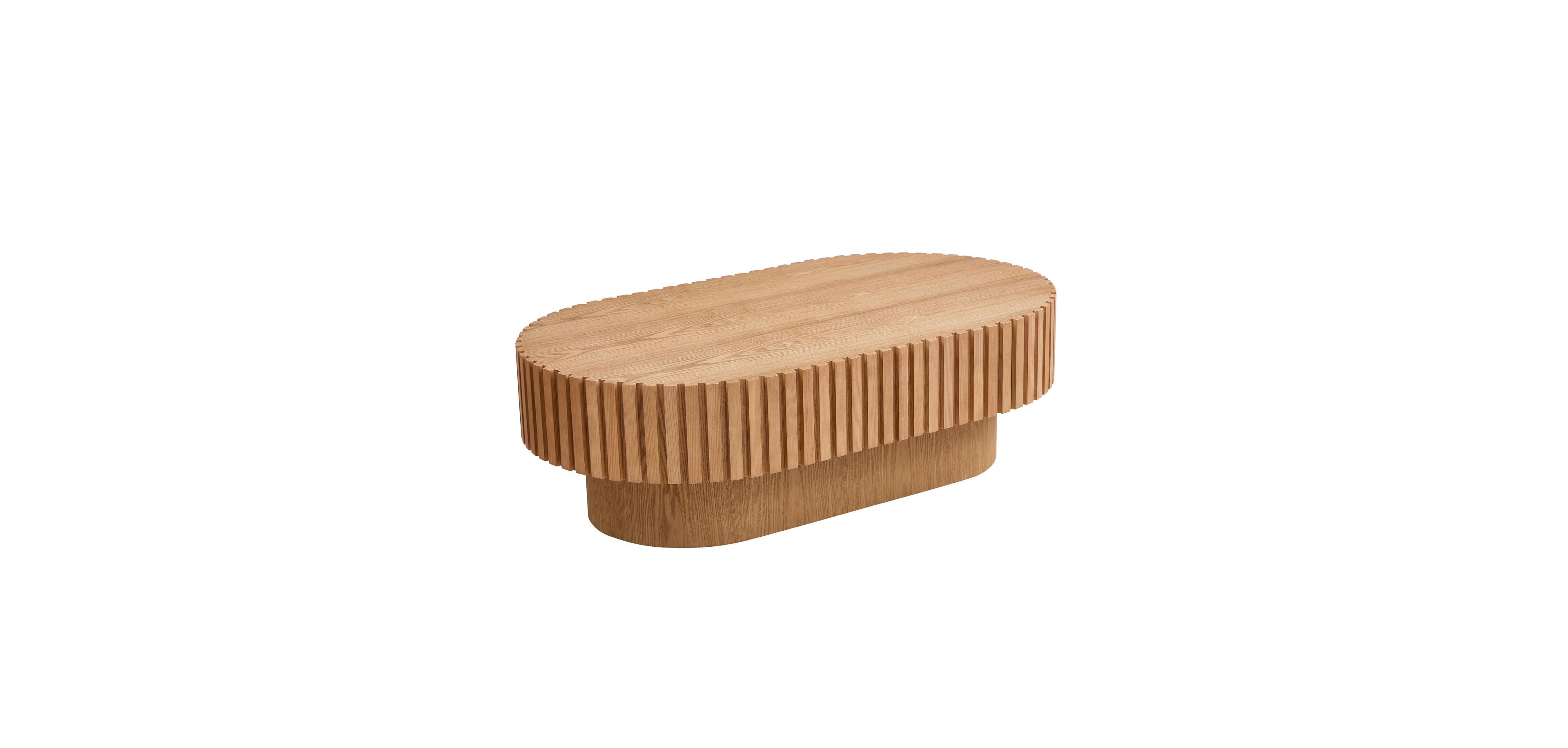 Streamdale Modern Handcraft 43.7" Oval Coffee Table, Ash Finish