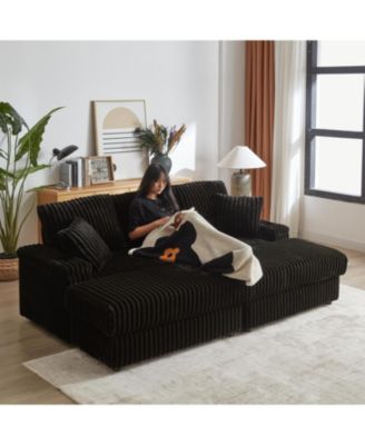 Streamdale Corduroy 3-Seater Sofa with Storage and Accessories