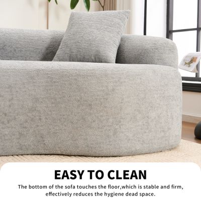 4-Seater Light Gray Sofa with Chenille Fabric and Pillows