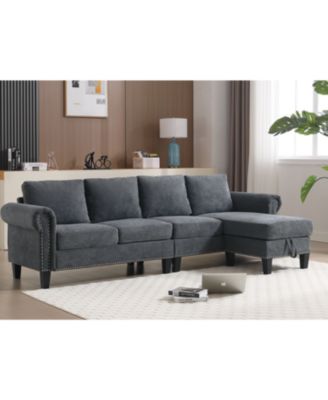 Convertible Sectional Sofa with Storage, L-Shaped, 4-Seater