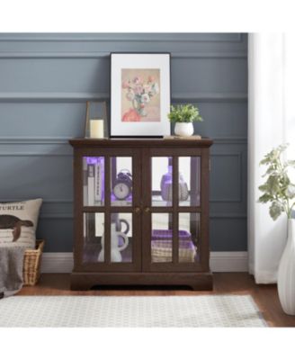 Streamdale LED Display Cabinet with Adjustable Shelves, Lattice Doors