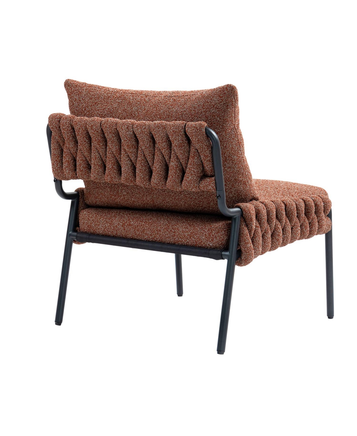 Streamdale Cozy Accent Lounge Chair with Braided Upholstery, Metal Frame (Brown)