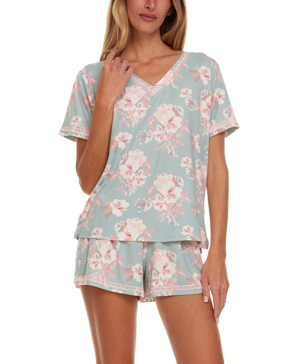 Women's 2-Pc Elina Printed Knit Pajama Set - Sage