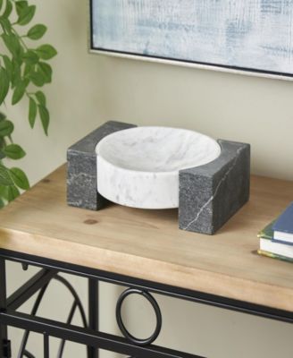 Marble Tray with Black Rectangular Blocks, 10" x 8"