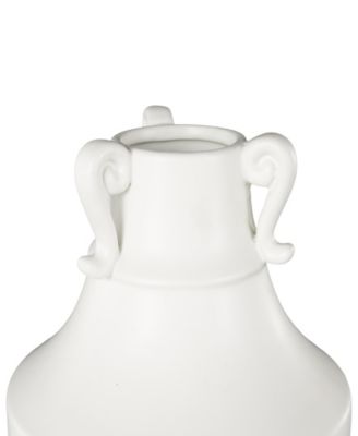 Ceramic Scroll Sleek Amphora Decorative Vase with Handles, 18"