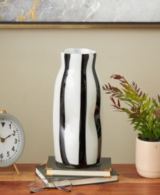 Glass Concaved Round Decorative Vase, 12"