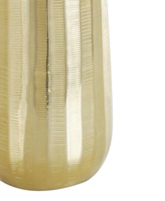 19.5" Aluminum Metal Decorative Vase with Wavy Accents and Textured Ridges