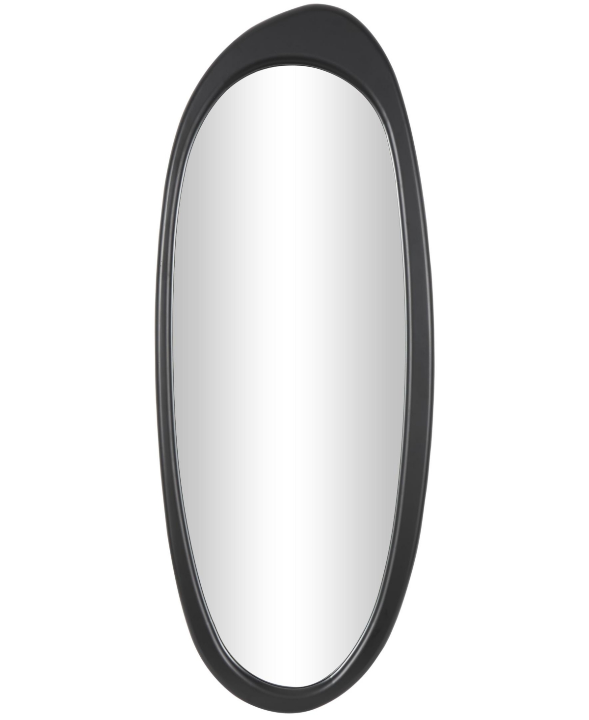 51" Wooden Abstract Oval Room Wall Mirror - Black