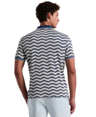 Оригинальная мужская приталенная рубашка поло с зигзагообразной текстурой и коротким рукавом Penguin