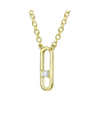14K Gold Plated Baguette Cubic Zirconia Modern Necklace