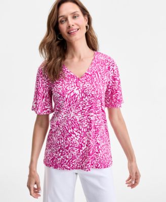 JM Collection - Women's Taylor Abstract Crepe Top, Exclusively at Macy's