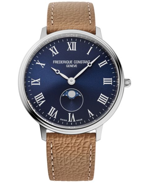 Мужские часы Frederique Constant Classics с фазой луны на кожаном ремешке 39мм