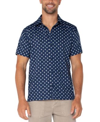Liverpool Los Angeles - Men's Short Sleeve Floral Print Button-Front Shirt