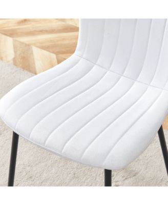 Streamdale Luxury Minimalist Dining Chairs - Set of 4, Black Metal Legs