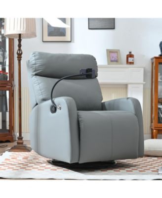  Swivel Recliner Rocking Chair, 360 Glider for Home, Living Room, Theater (Blue-Gray)
