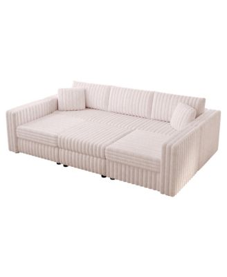 Streamdale U-Shaped 6-Person Sofa with Ottoman, Light Pink, Modular Furniture