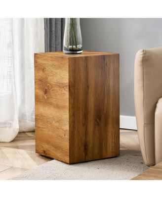 Modern MDF Coffee Table with Stylish Woodgrain, 11.8 x 11.8 x 19.6 inch