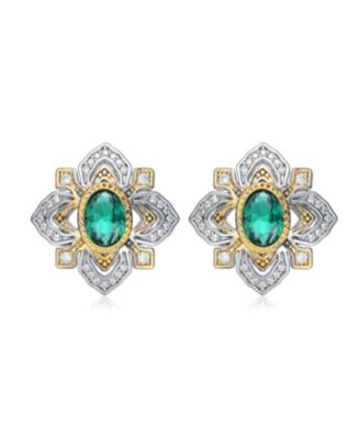Classy White Gold Plated and 14K Gold Plated with Cubic Zirconia Stud Earrings