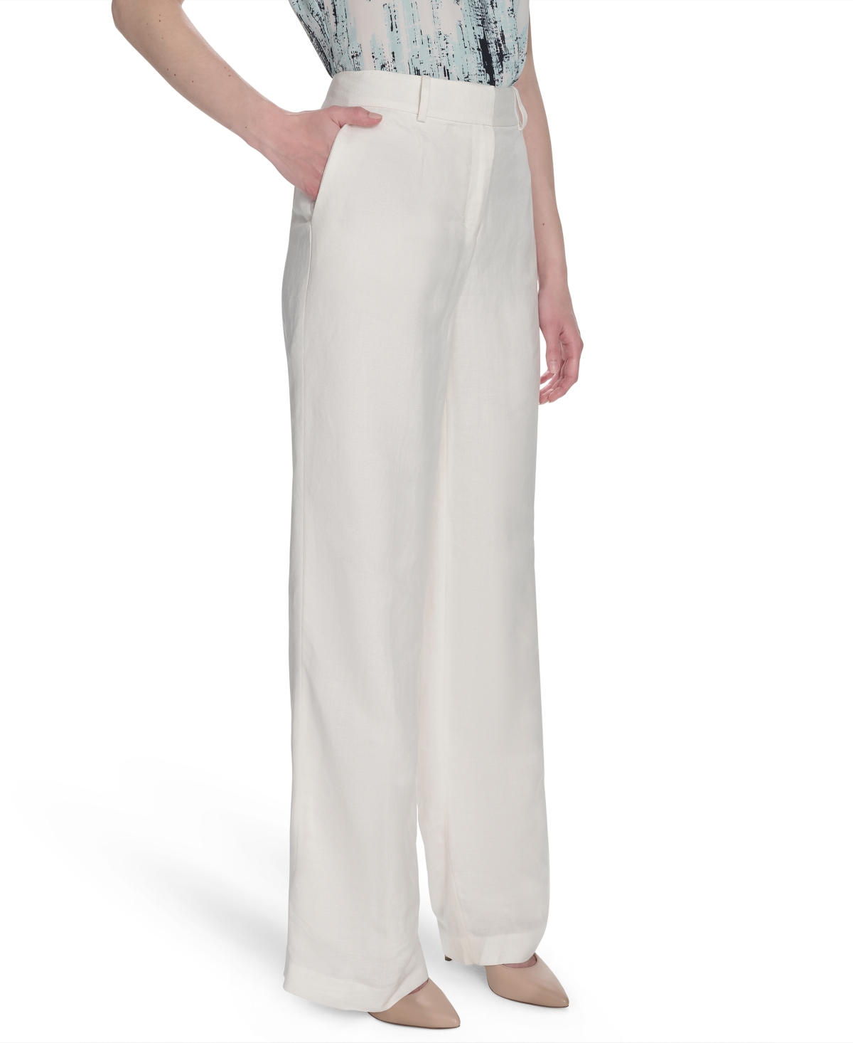 Calvin Klein Women's Linen Blend Wide-leg Pants
