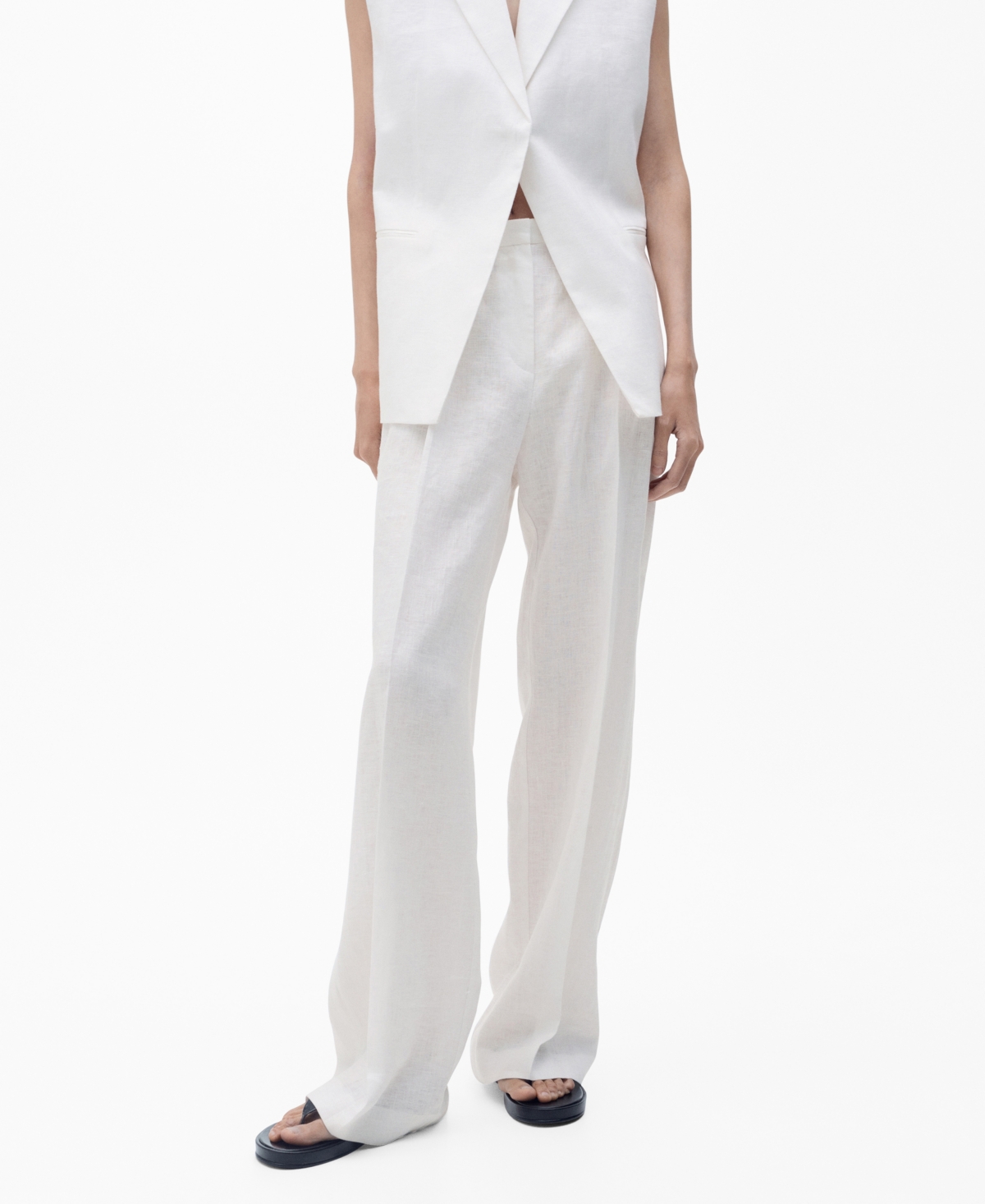 Shop Mango Women's Straight-fit Linen Suit Pants