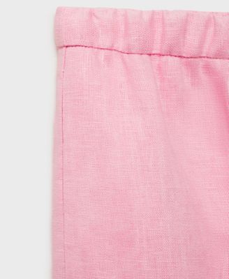 Women's Bow Straight-Fit Linen Pants