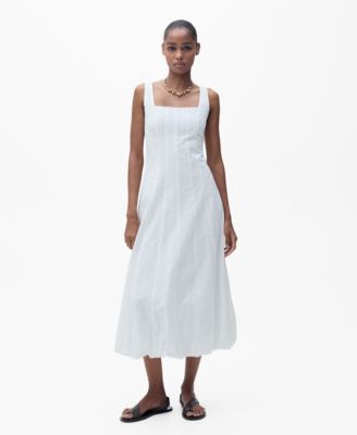 MANGO - Women's Puffed Hem Embroidered Dress