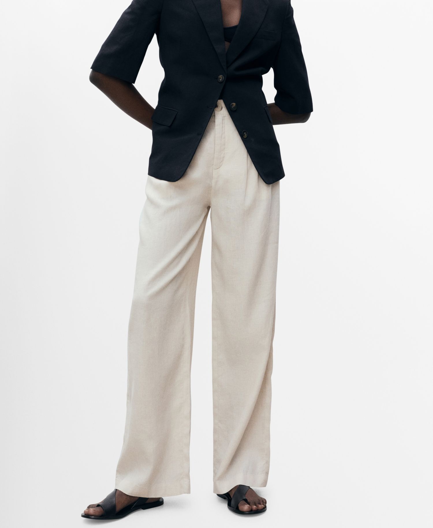 Women's Tortoiseshell Button Linen Pants
